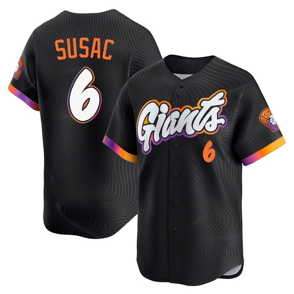 Friene SF.Giants #6 Daniel Susac Player Black 2025 City Connect Home Limited Stitched Jerseys