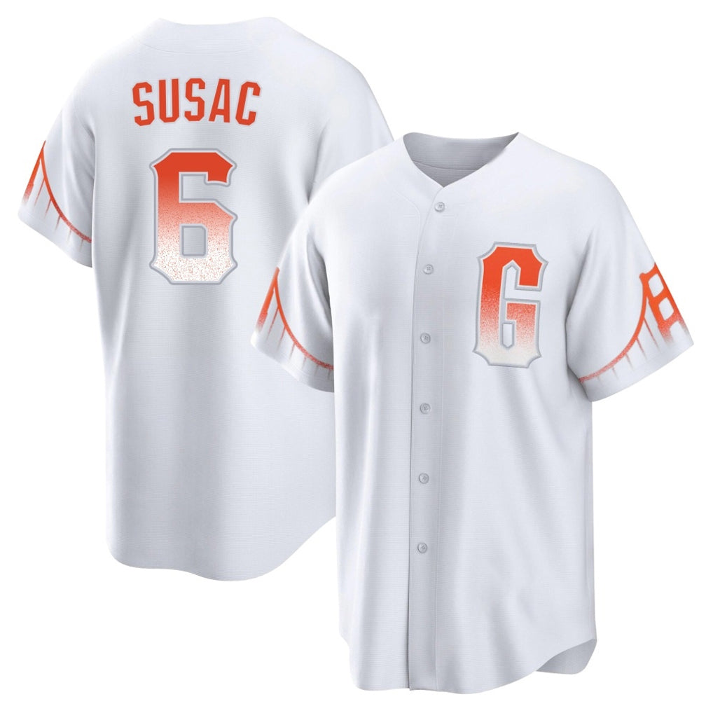 Friene SF.Giants #6 Daniel Susac Player White City Connect Home Game Stitched Jerseys