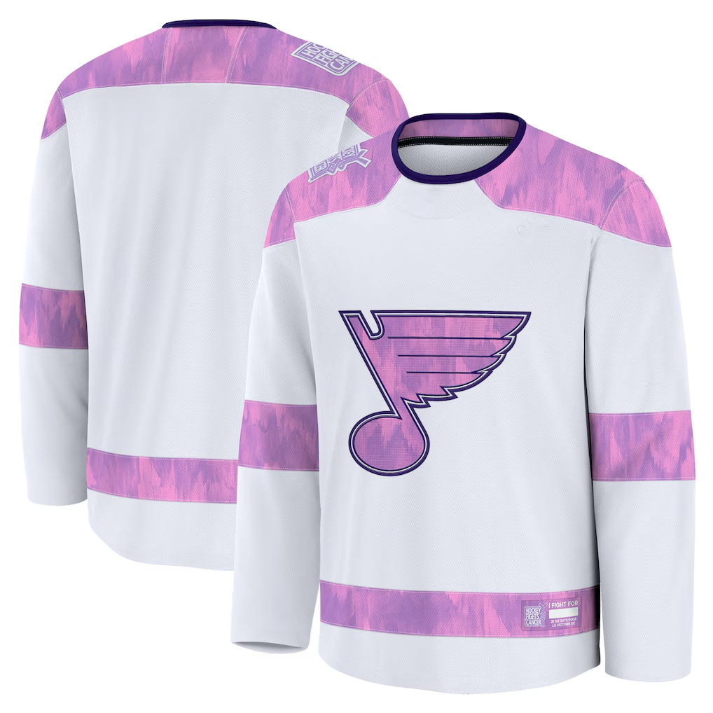 Friene SL.Blues White 2024 Hockey Fights Cancer Practice Jerseys