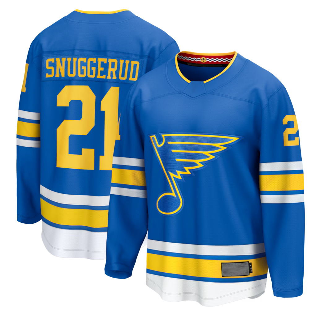 Friene SL.Blues #21 Blues Jimmy Snuggerud Blue Home Breakaway Jerseys