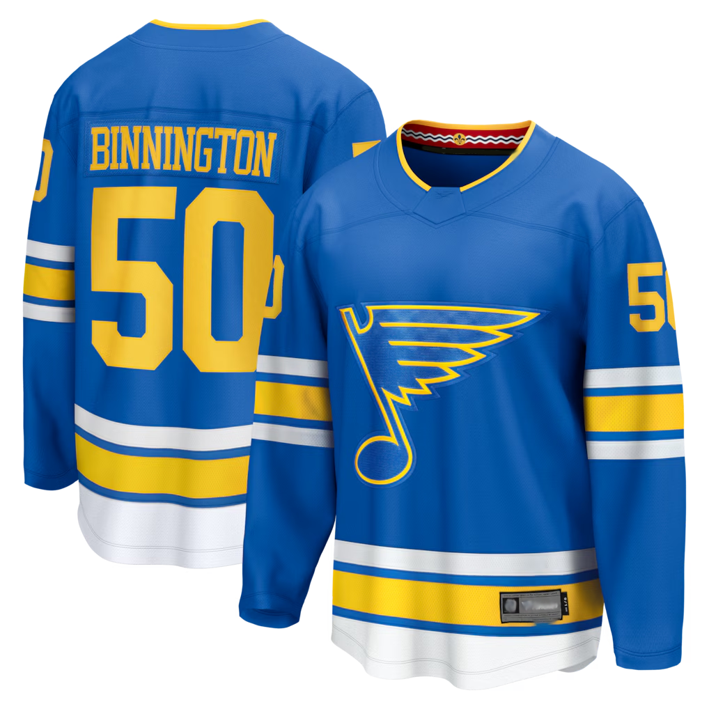 Friene SL.Blues #50 Jordan Binnington Blue Home Breakaway Player Jerseys