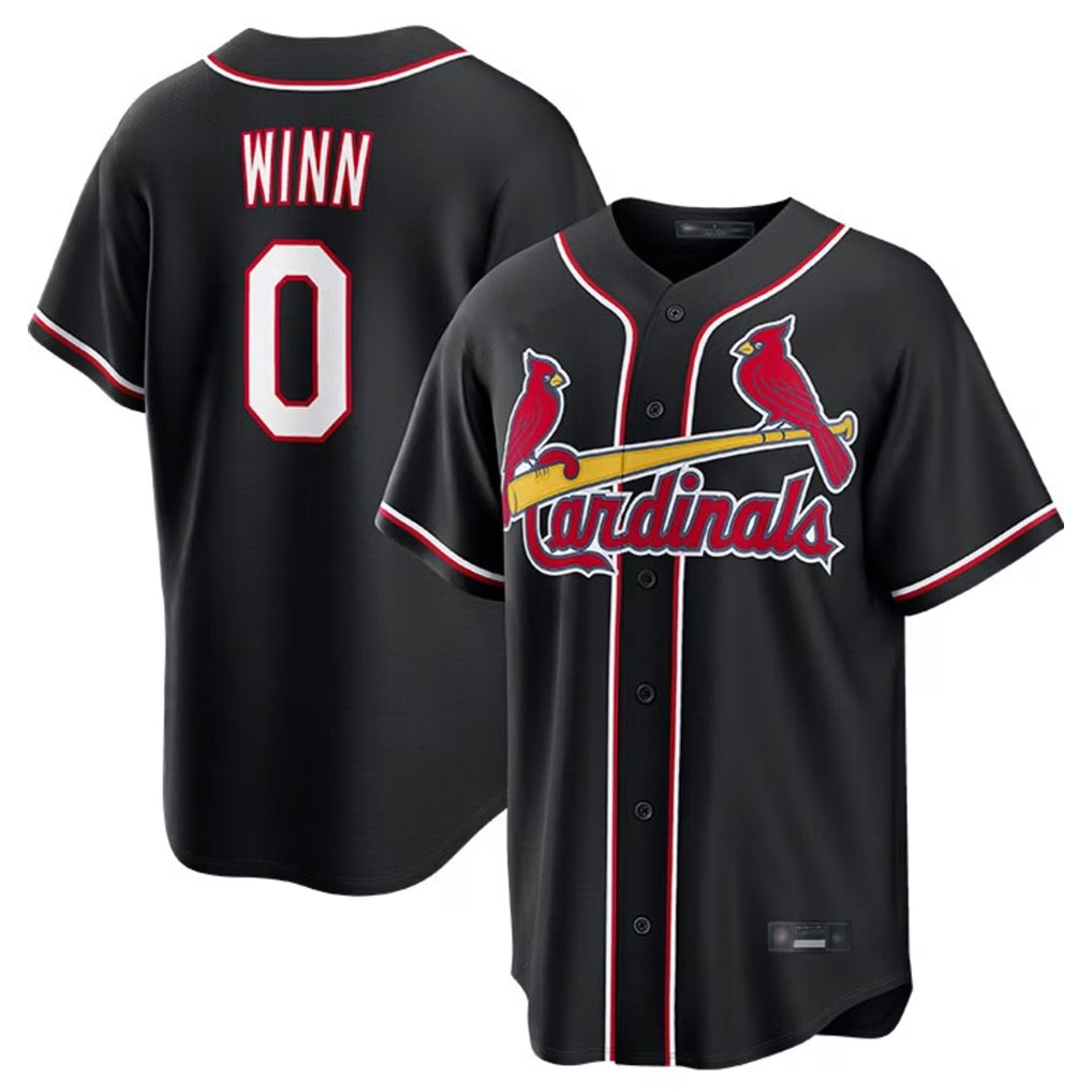 Friene St. Louis Cardinals #0 Masyn Winn Player Black Carbon Fashio Game Stitched Jerseys