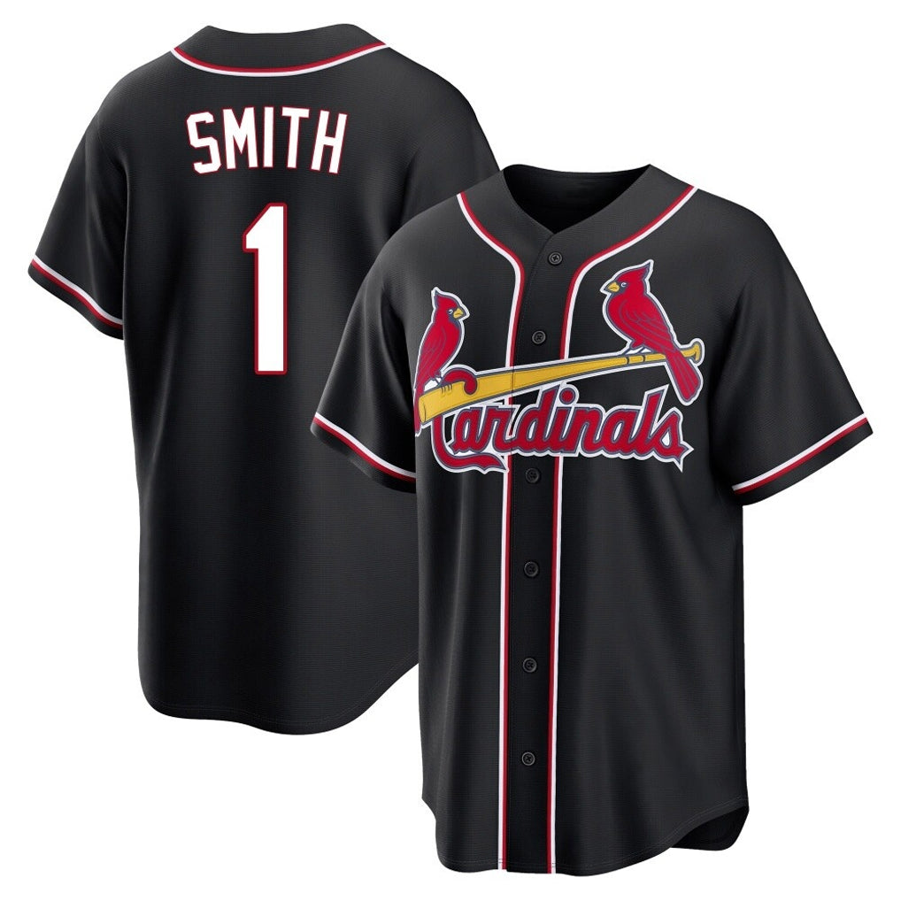 Friene St. Louis Cardinals #1 Ozzie Smith Player Black Carbon Fashio Game Stitched Jerseys