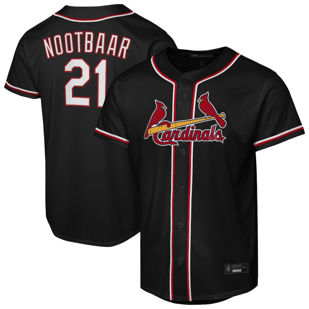 Friene St. Louis Cardinals #21 Lars Nootbaar Player Black Carbon Fashio Game Stitched Jerseys