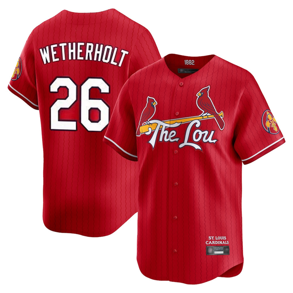 Friene St. Louis Cardinals #26 JJ Wetherholt Player Red City Connect Limited Stitched Jerseys