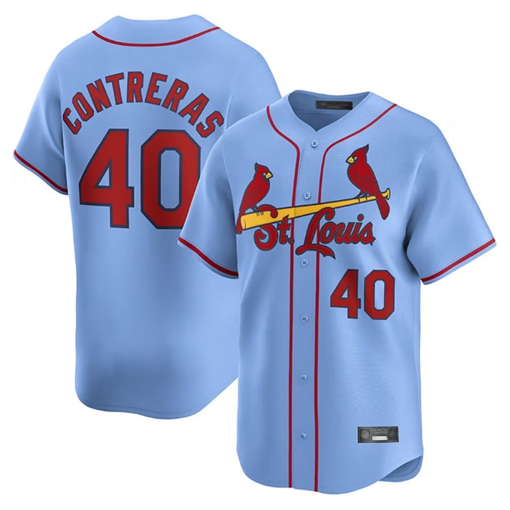 Friene St. Louis Cardinals #40 Willson Contreras Player Light Blue Home Limited Stitched Jerseys