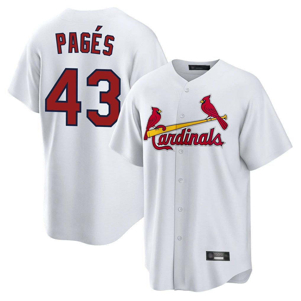 Friene St. Louis Cardinals #43 Pedro Pages Player White Home Game Stitched Jerseys