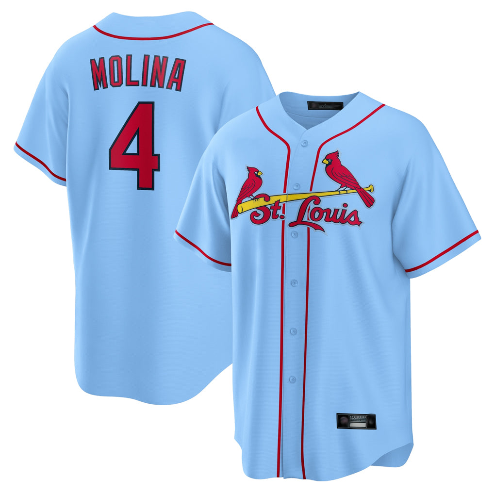 Friene St. Louis Cardinals #4 Yadier Molina Player Light Blue Home Game Stitched Jerseys