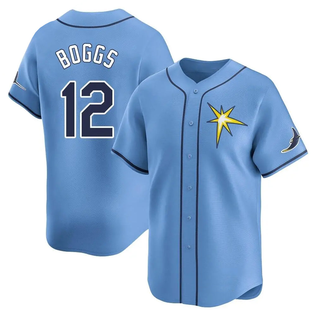 Friene T.Bay Rays #12 Wade Boggs Player Light Blue Home Limited Stitched Jerseys