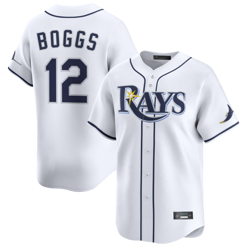 Friene T.Bay Rays #12 Wade Boggs Player White Home Limited Stitched Jerseys