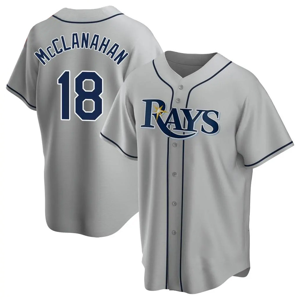 Friene T.Bay Rays #18 Shane McClanahan Player Gray Home Game Stitched Jerseys