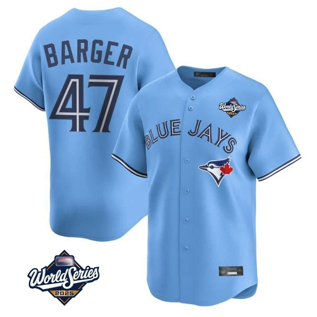 Friene T.Blue Jays #47 Addison Barger Player Blue 2025 World Series Limited Stitched Jerseys
