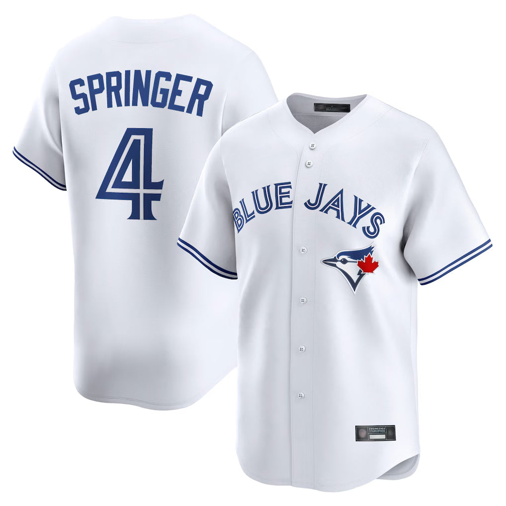 Friene T.Blue Jays #4 George Springer Player White Home Limited Stitched Jerseys