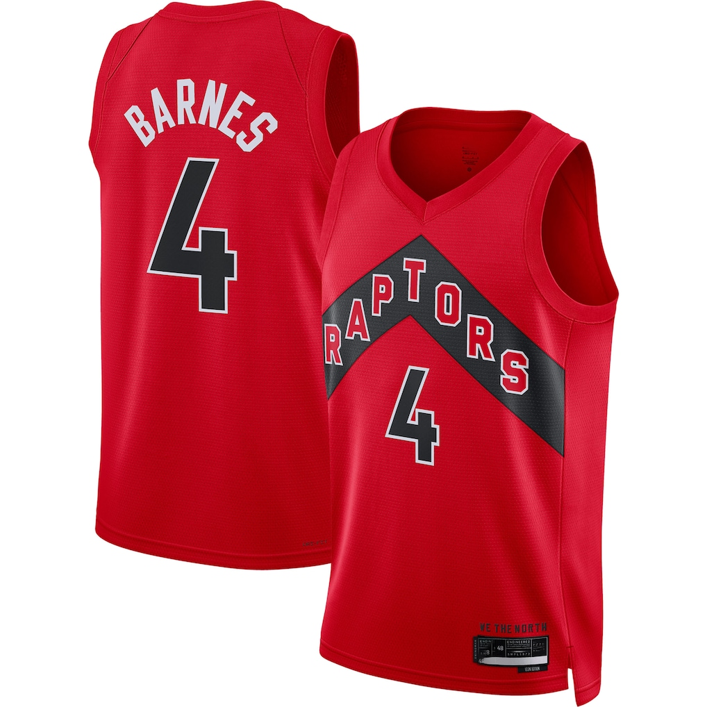 Friene T.Raptors #4 Scottie Barnes Red Swingman Jerseys - Icon Edition