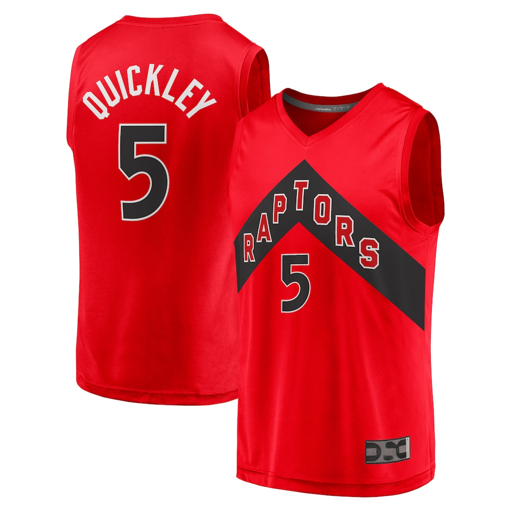Friene T.Raptors #5 Immanuel Quickley Red Fast Break Player Jerseys - Icon Edition