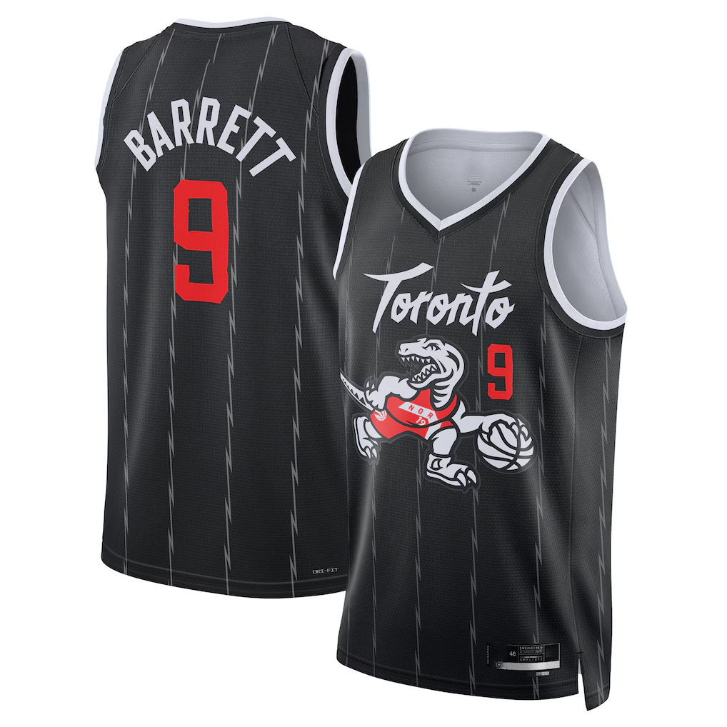 Friene T.Raptors #9 RJ Barrett Black 202526 Swingman Jerseys - City Edition