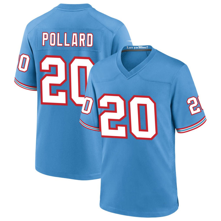 Friene T.Titans #20 Tony Pollard Player Light Blue Throwback Alternate Game Stitched Jerseys