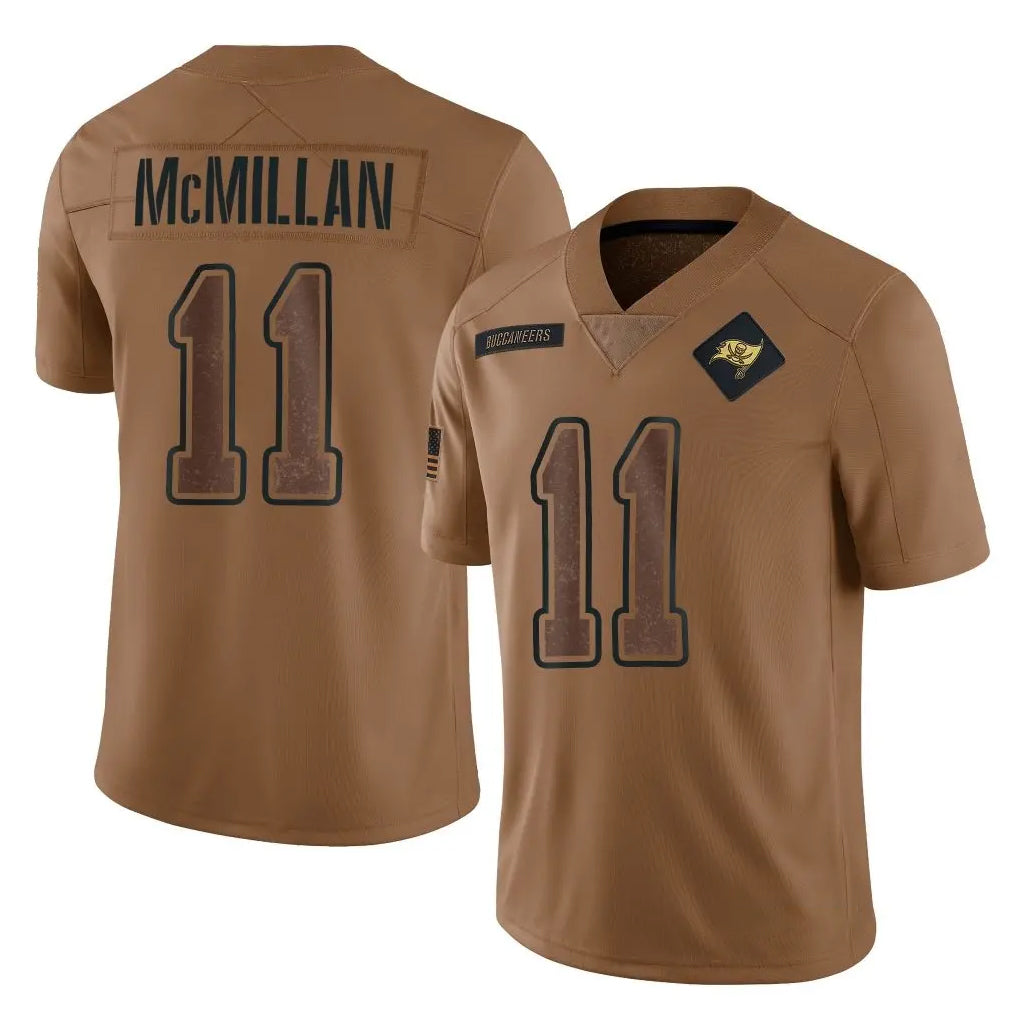 Friene TB.Buccaneers #11 Jalen McMillan Player Brown Limited Salute To Service Home Game Stitched Jerseys