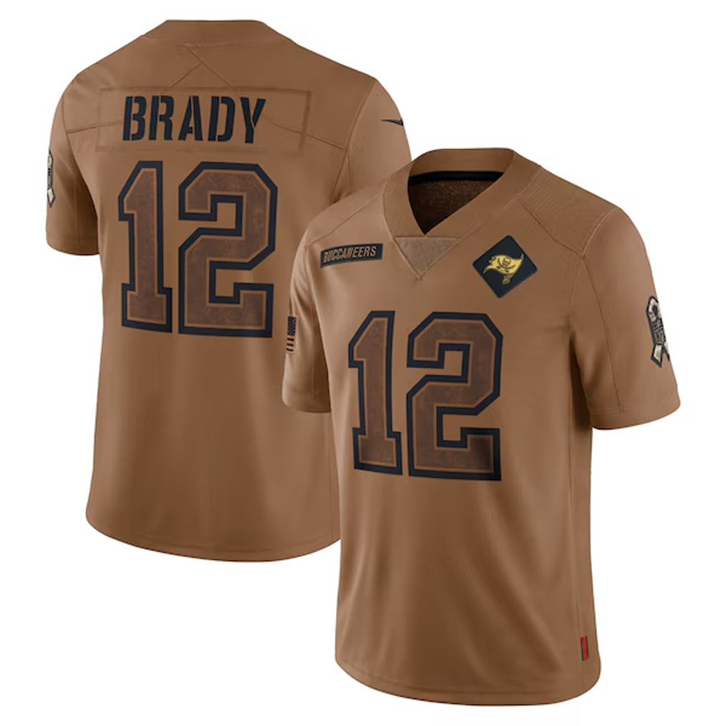 Friene TB.Buccaneers #12 Tom Brady Player Brown Salute To Service Limited Stitched Jerseys