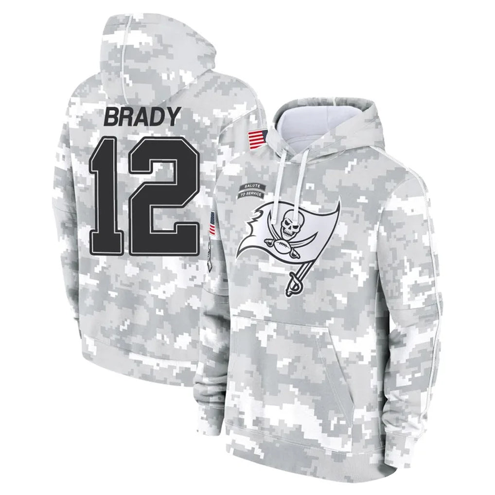 Friene TB.Buccaneers #12 Tom Brady Player Salute to Service Hoodies Stitched Jerseys