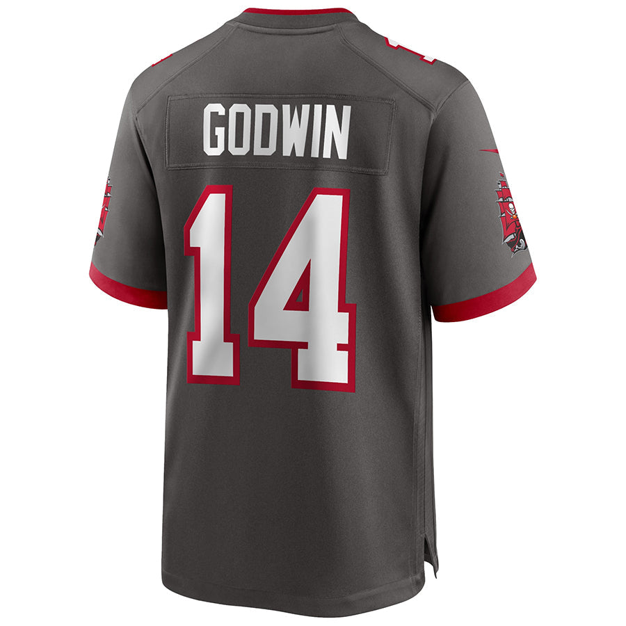 Friene TB.Buccaneers #14 Chris Godwin Jr. Player Deep Pewter Home Game Football Jerseys