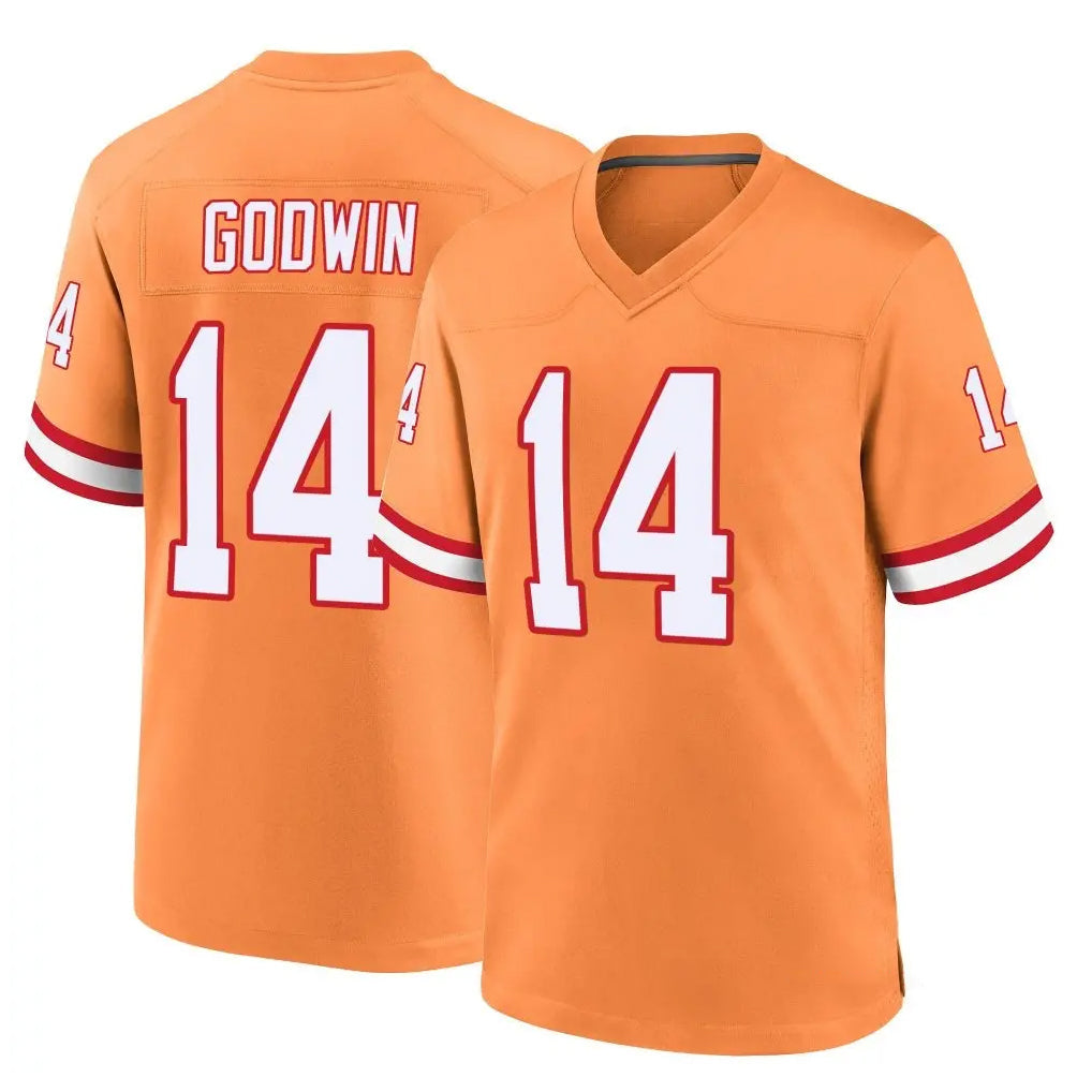 Friene TB.Buccaneers #14 Chris Godwin Jr. Player Orange Throwback Home Game Stitched Jerseys