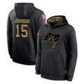 Friene TB.Buccaneers #15 Tez Johnson Player Black Salute to Service Sideline Performance Pullover Hoodies Home Game Stitched Jerseys