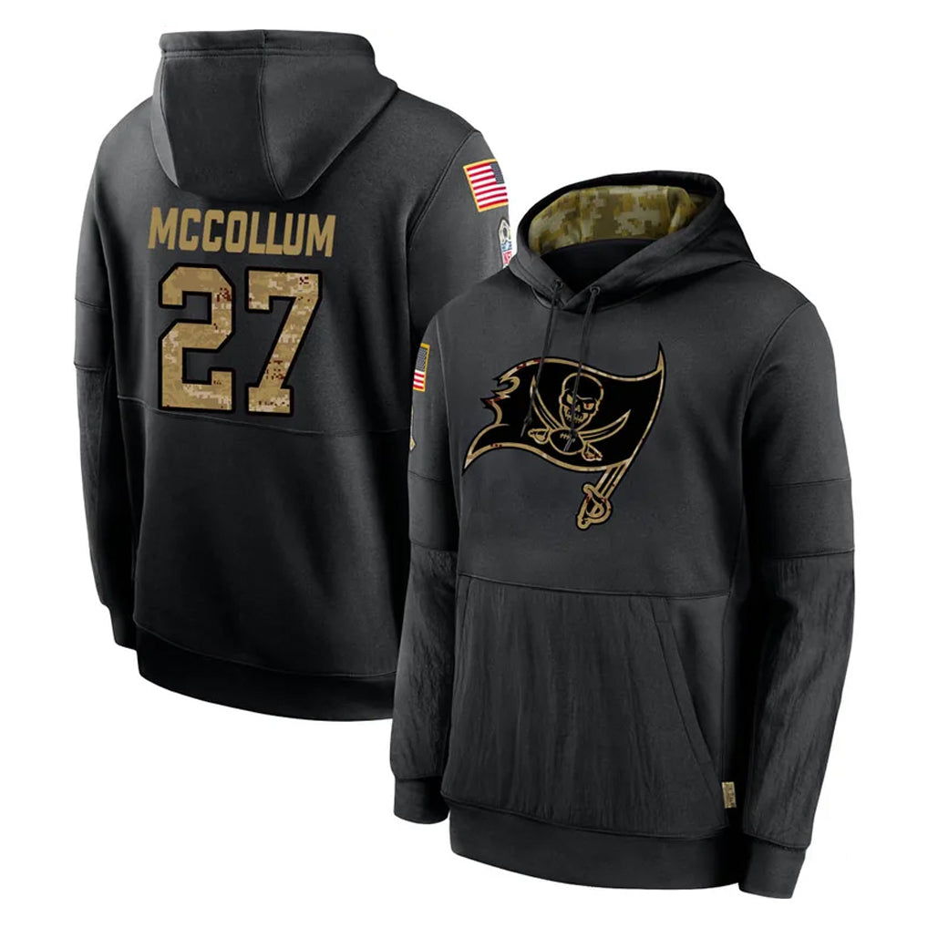 Friene TB.Buccaneers #27 Zyon McCollum Player Black Salute to Service Sideline Performance Pullover Hoodies Home Game Stitched Jerseys