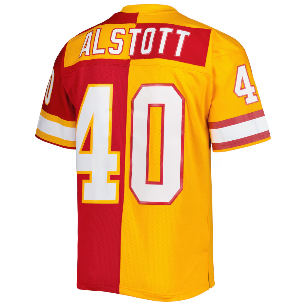 Friene TB.Buccaneers #40 Mike Alstott Mitchell & Ness OrangeRed 1996 Split Legacy Replica Puhic Stitched Jerseys