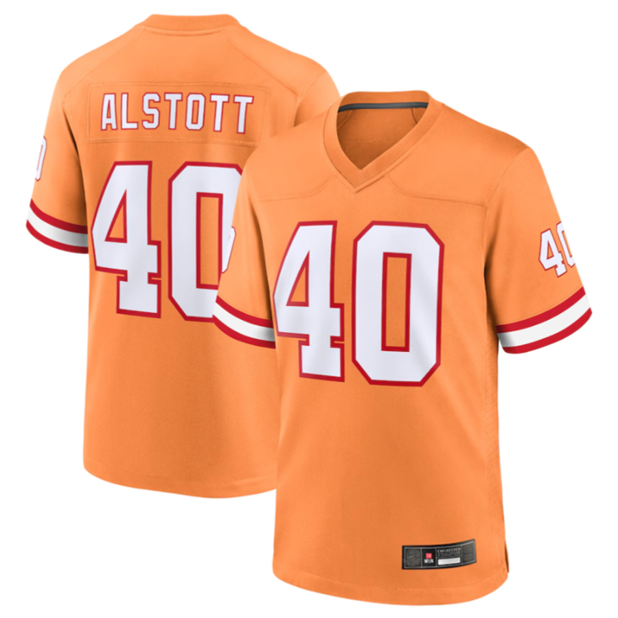 Friene TB.Buccaneers #40 Mike Alstott Orange Throwback Game Jersey American Stitched Jerseys