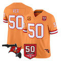 Friene TB.Buccaneers #50 Vita Vea Player Orange 50th Season Vapor Limited Home Game Stitched Jerseys