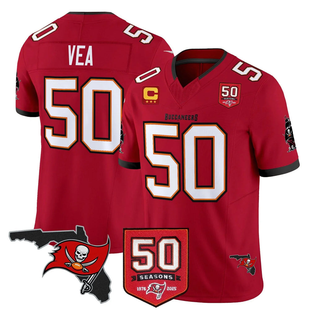 Friene TB.Buccaneers #50 Vita Vea Player Red Limited 2026 Season Vapor F.U.S.E. Home Game Stitched Jerseys
