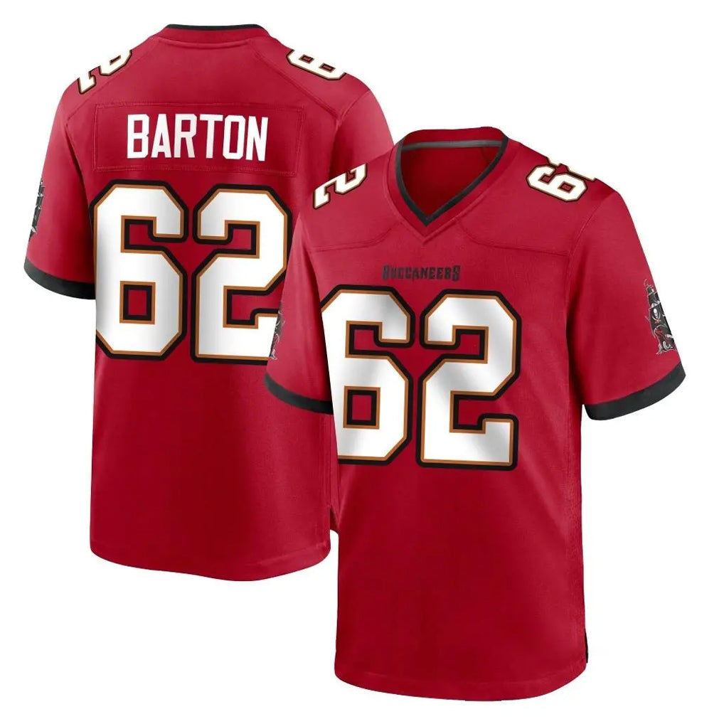 Friene TB.Buccaneers #62 Graham Barton Player Red Home Game Stitched Jerseys