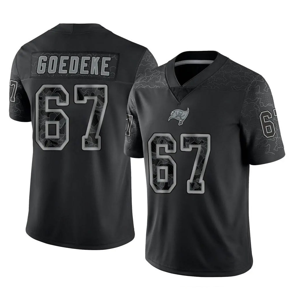 Friene TB.Buccaneers #67 Luke Goedeke Player Black Reflective Limited Home Game Stitched Jerseys