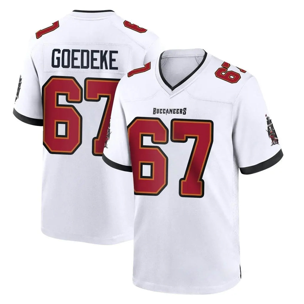 Friene TB.Buccaneers #67 Luke Goedeke Player White Home Game Stitched Jerseys