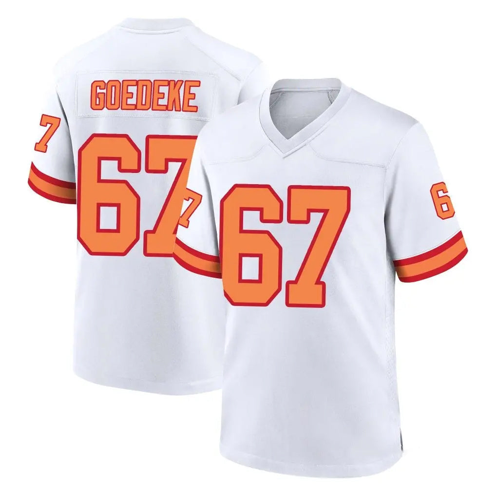 Friene TB.Buccaneers #67 Luke Goedeke Player White '76 Home Game Stitched Jerseys