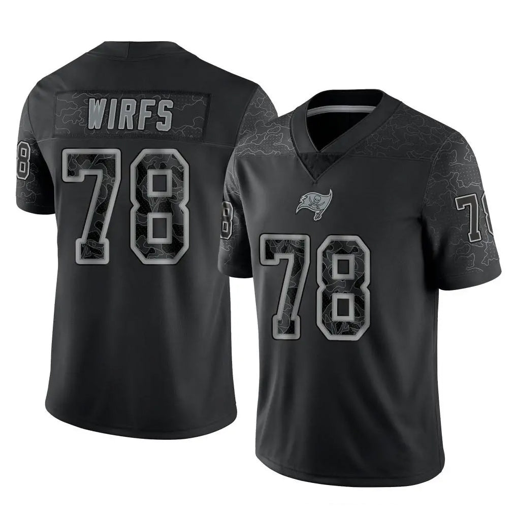 Friene TB.Buccaneers #78 Tristan Wirfs Player Black Reflective Limited Home Game Stitched Jerseys