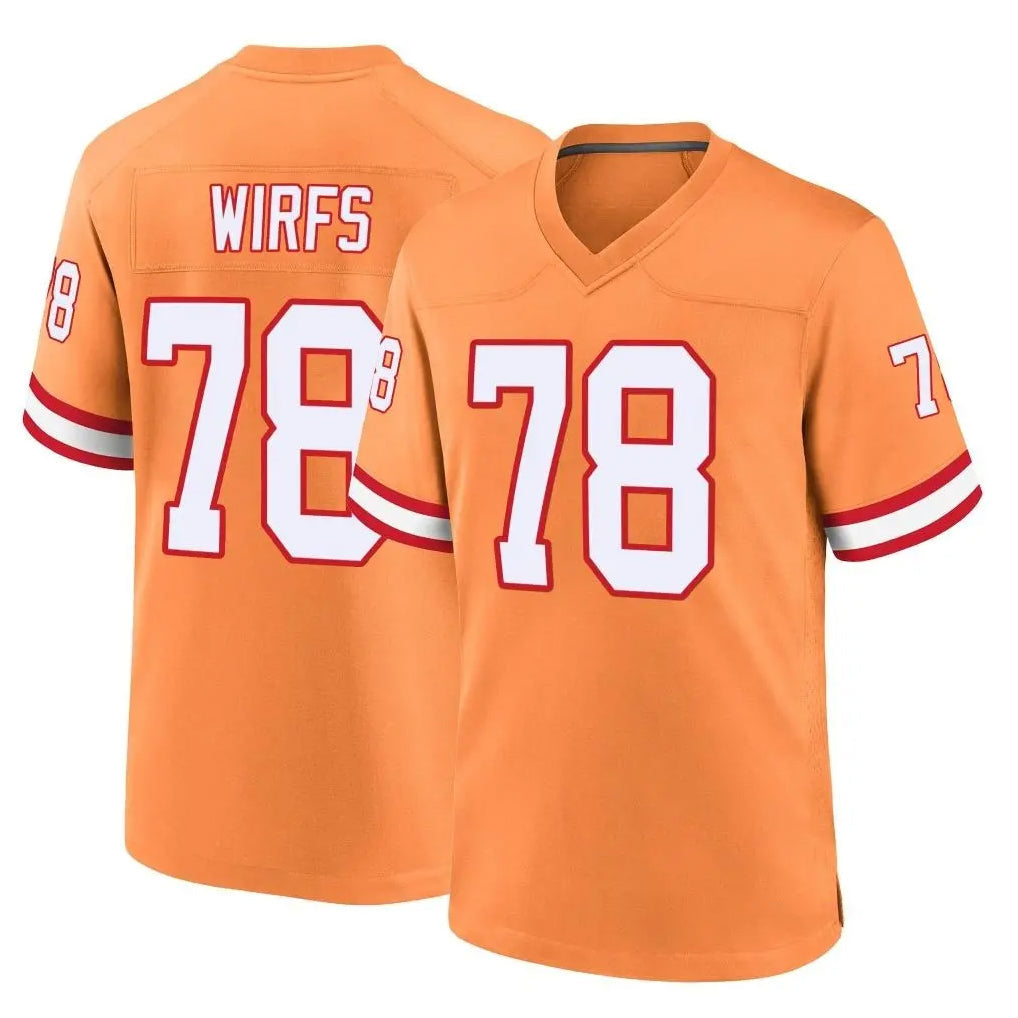 Friene TB.Buccaneers #78 Tristan Wirfs Player Orange Throwback Home Game Stitched Jerseys