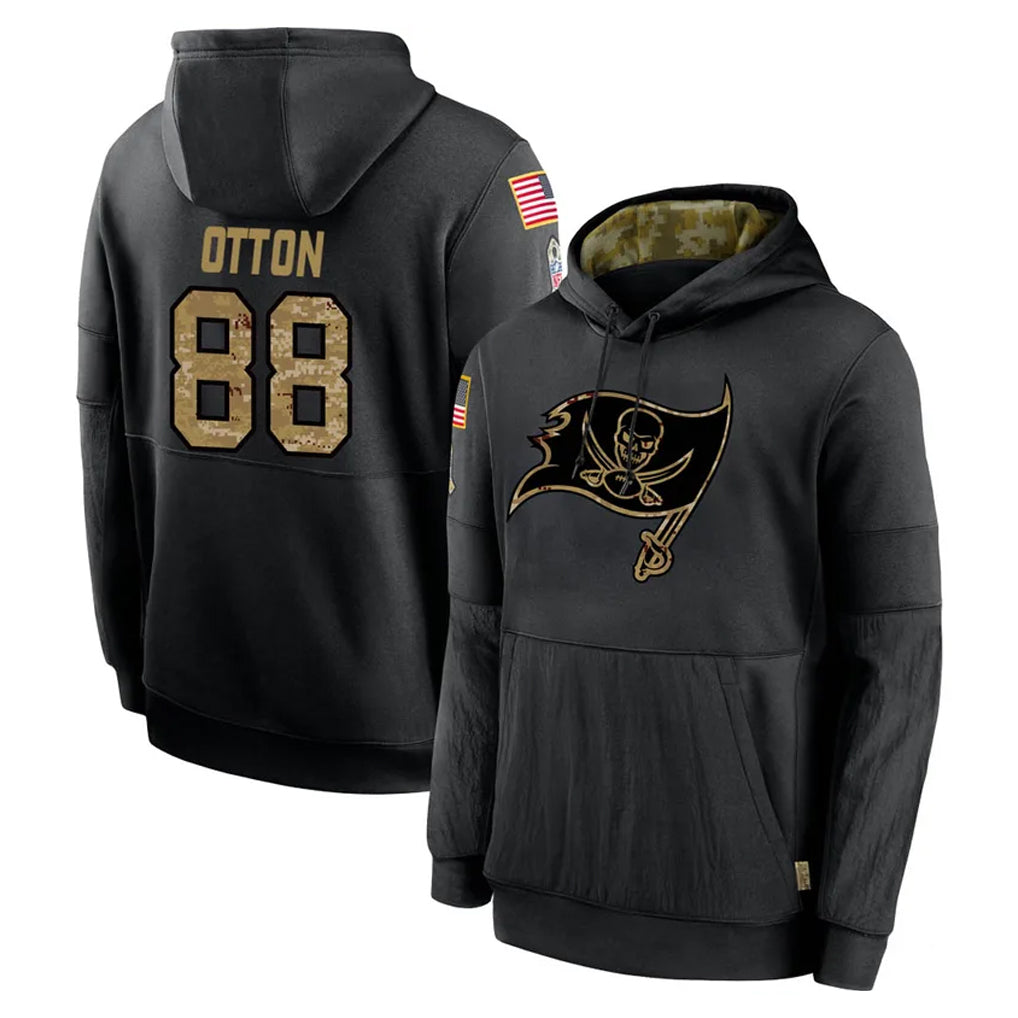 Friene TB.Buccaneers #88 Cade Otton Player Black Salute to Service Sideline Performance Pullover Hoodies Home Game Stitched Jerseys