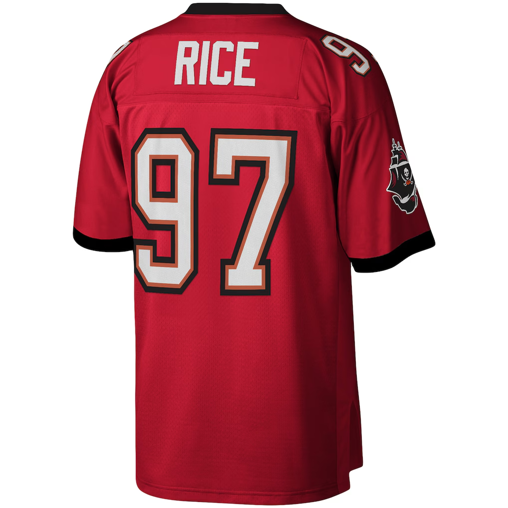 Friene TB.Buccaneers #97 Simeon Rice Mitchell & Ness Red Legacy Replica Puhic Stitched Jerseys