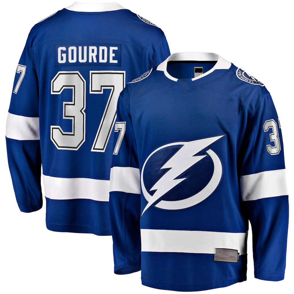 Friene TB.Lightning #37 Yanni Gourde Blue Home Breakaway Jerseys