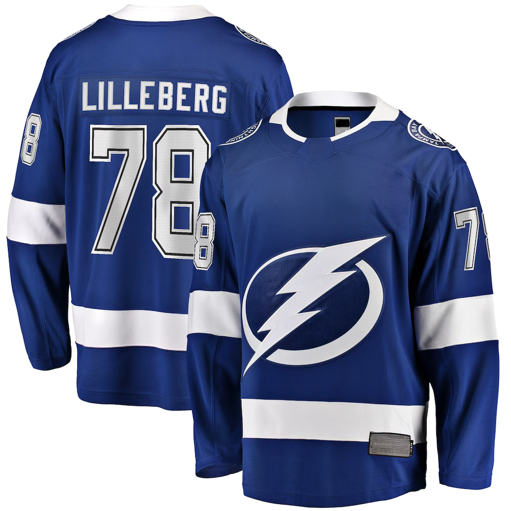 Friene TB.Lightning #78 Emil Lilleberg Blue Home Premier Breakaway Player Jerseys