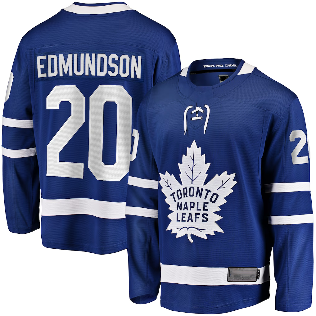 Friene TM.Leafs #20 Joel Edmundson Blue Home Premier Breakaway Player Jerseys