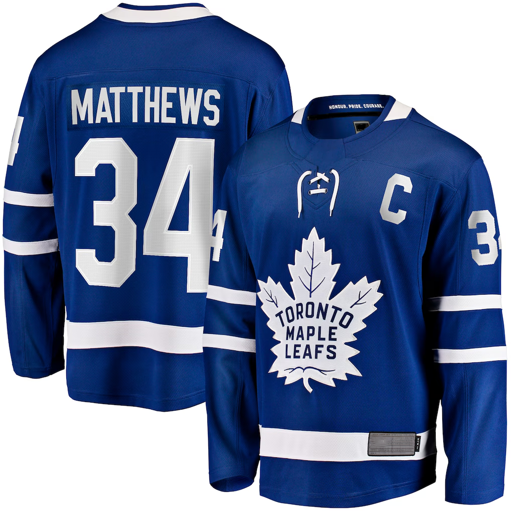 Friene TM.Leafs #34 Auston Matthews Blue Captain Patch Home Breakaway Player Jerseys