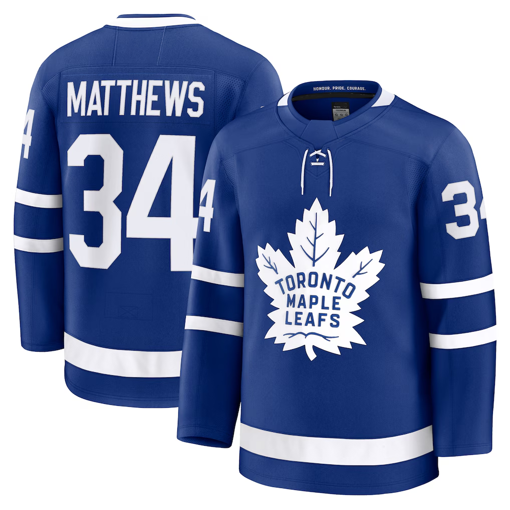 Friene TM.Leafs #34 Auston Matthews Blue Home Premium Jerseys