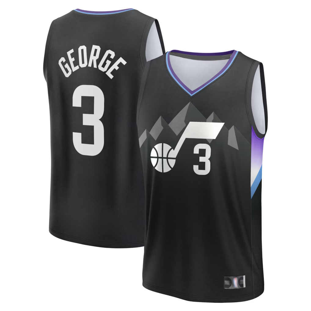 Friene U.Jazz #3 Keyonte George Black Fast Break Replica Stitched Jerseys - Statement Edition