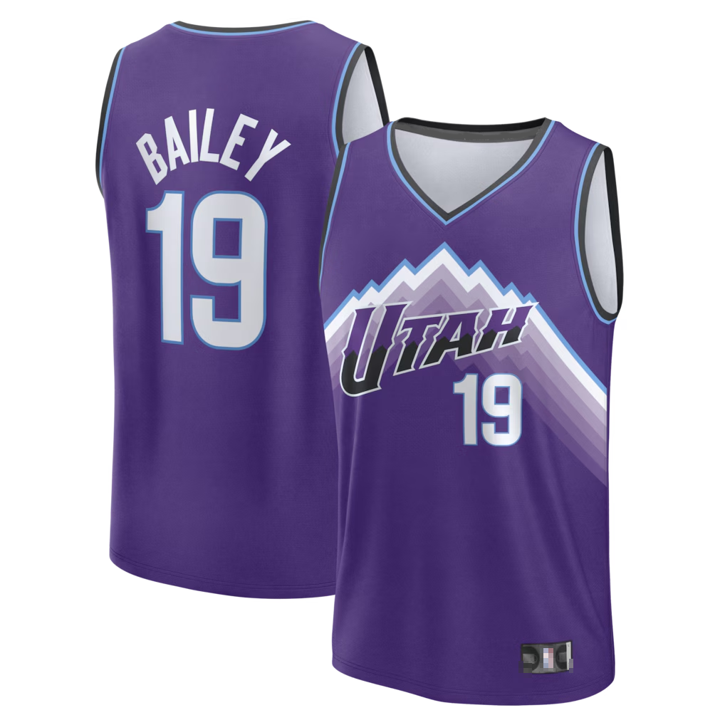 Friene U.Jazz #19 Ace Bailey Purple Fast Break Replica Stitched Jerseys- Icon Edition