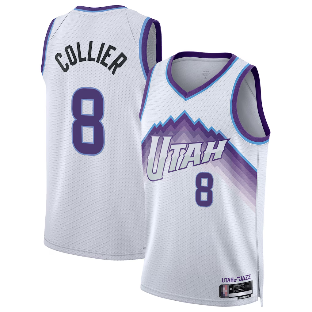 Friene U.Jazz #8 Isaiah Collier White Swingman Stitched Jerseys - Association Edition