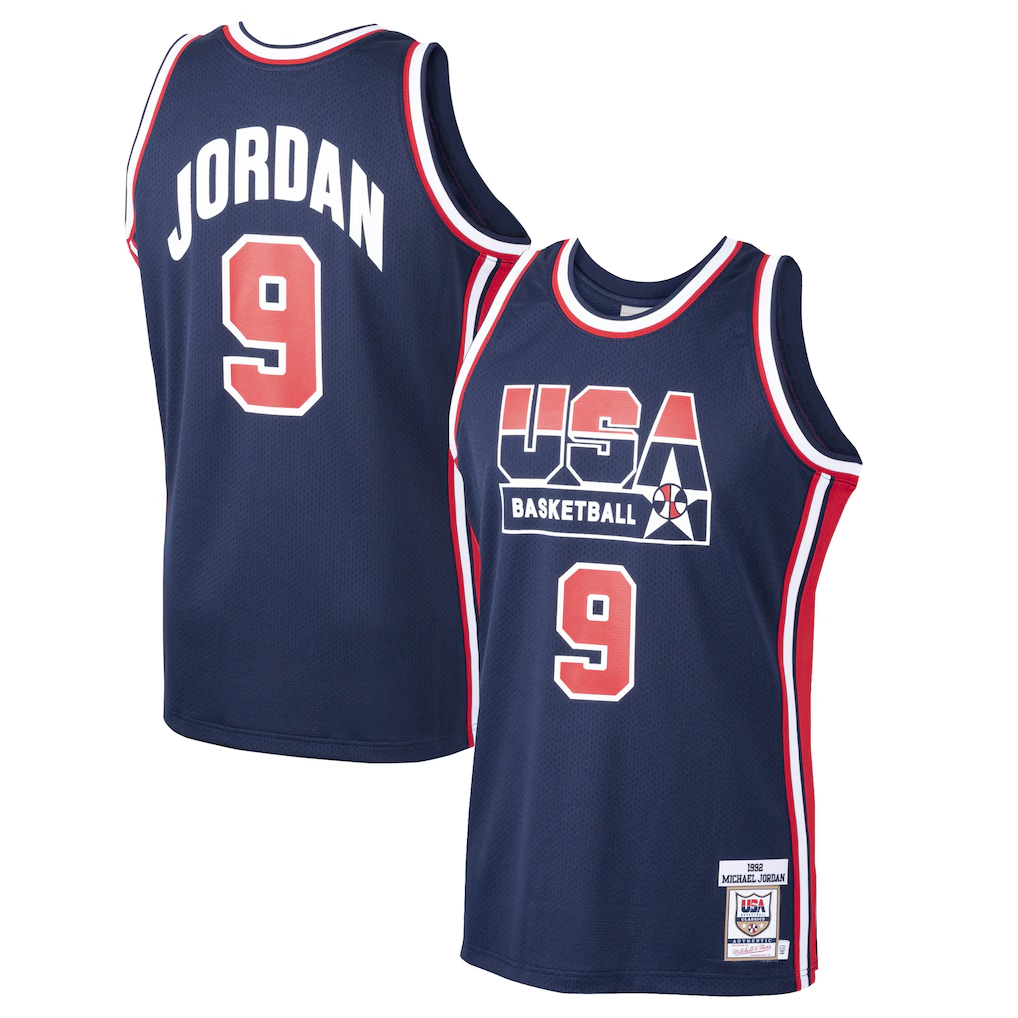 Friene USA Basketball #9 Michael Jordan Mitchell & Ness Navy Home 1992 Dream Team Authentic Jerseys