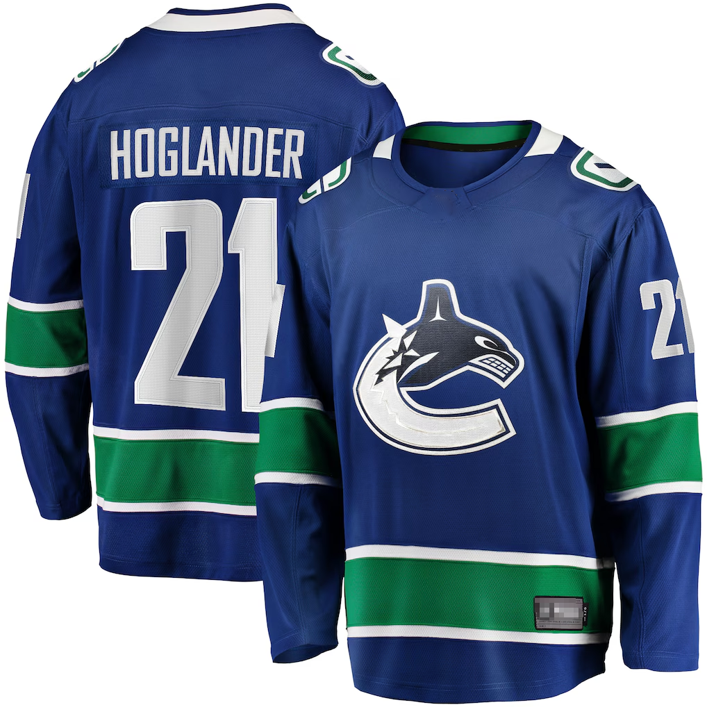 Friene V.Canucks #21 Nils Hoglander Blue Home Premier Breakaway Player Jerseys